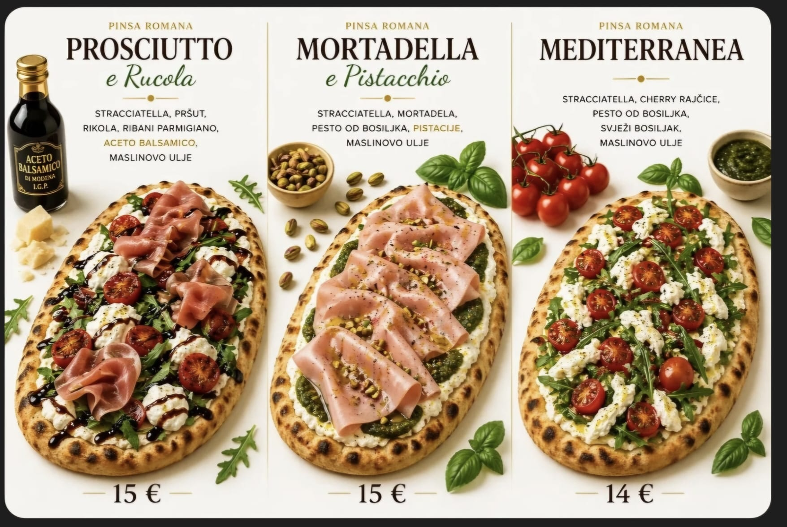 Pinsa Romana — nove pinse